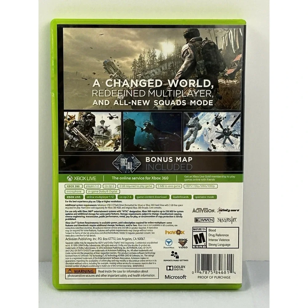 Call of Duty Ghosts Xbox 360 Complete CIB 2 Disc Untested Excellent